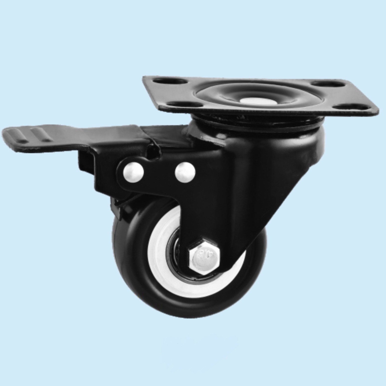 Non Marking Black PU Rubber Furniture Polyurethane Locking Caster Wheels