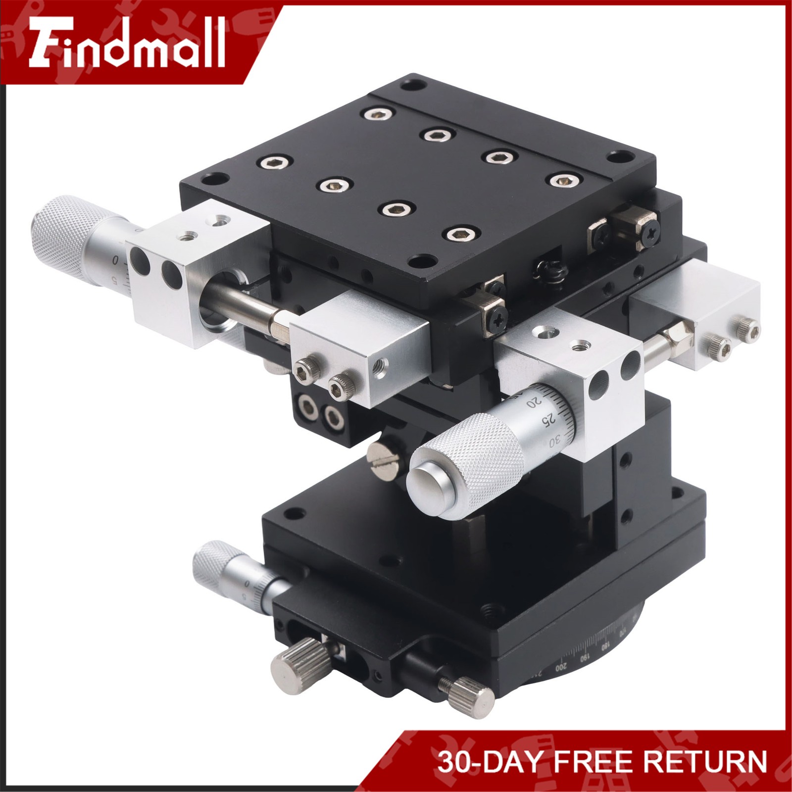 Findmall XYZR 4 Axis Manual Positioning Stage 60x60mm Tuning Sliding Table