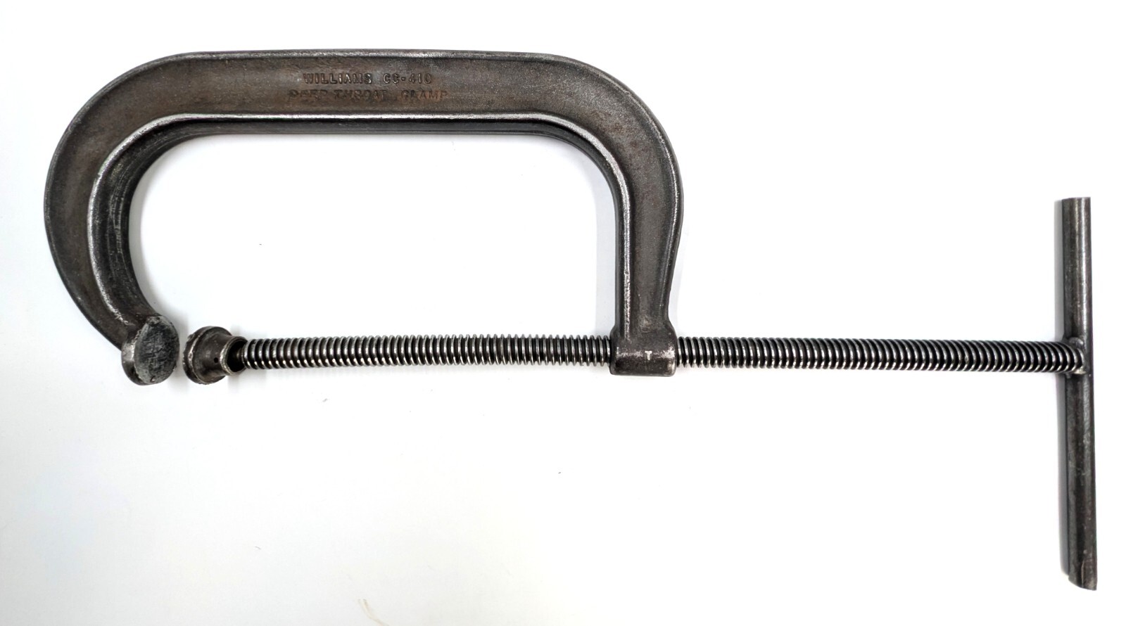 Vintage J.H. Williams CC-410 Deep Throat C-Clamp, 10” Capacity, Good Cond.