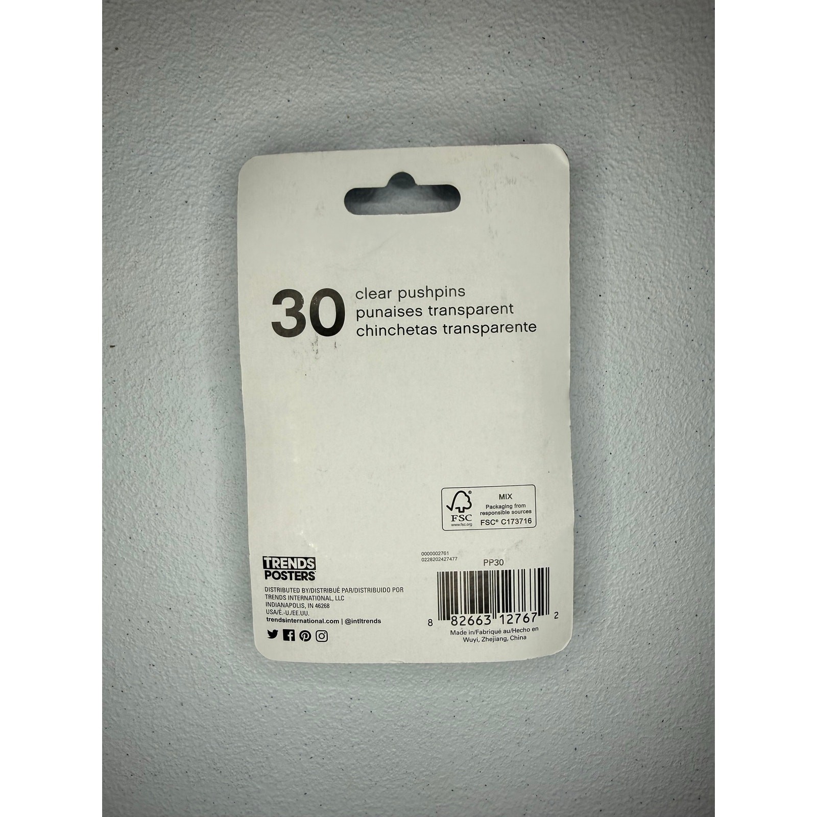Trends Posters- Clear (30-Count) Clear Push Pins Thumb Tacks