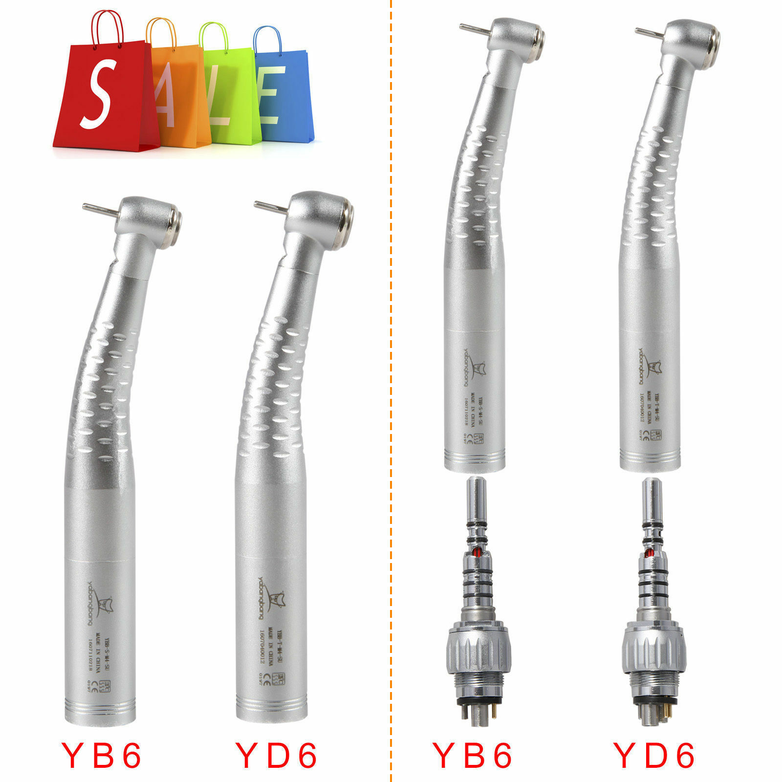 Dental Fiber Optic LED High Speed Handpiece / 6-Hole Coupler Swivel fit Kavo DL