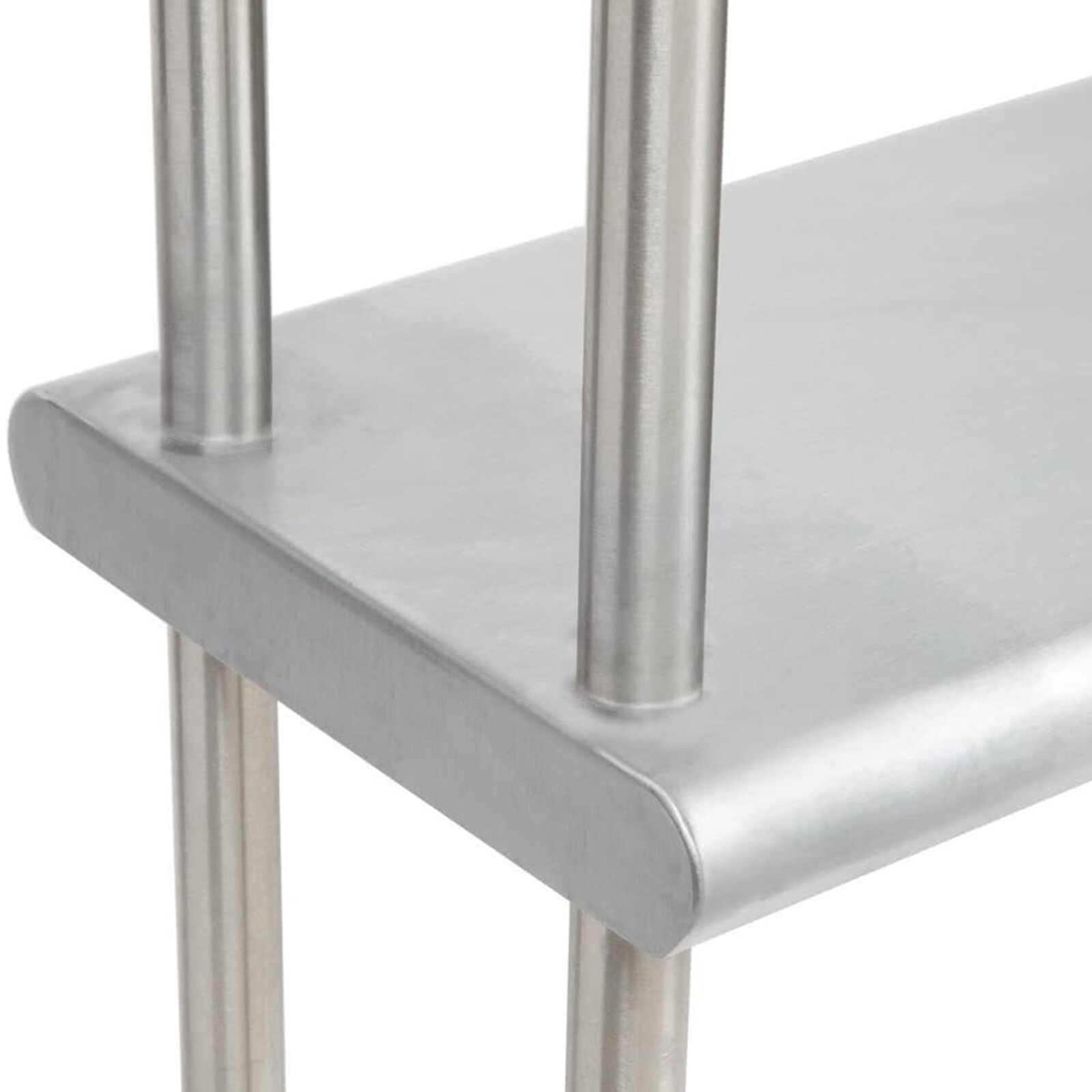 18″ x 48″ Stainless Steel Open Base Table With 12″ Wide Double Tier Overshelf