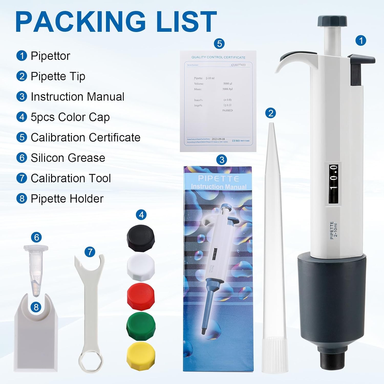 10x 0.1-1ml 1-5ml 2-10ml Micropipette Adjustable Pipette Single Channel Pipettor