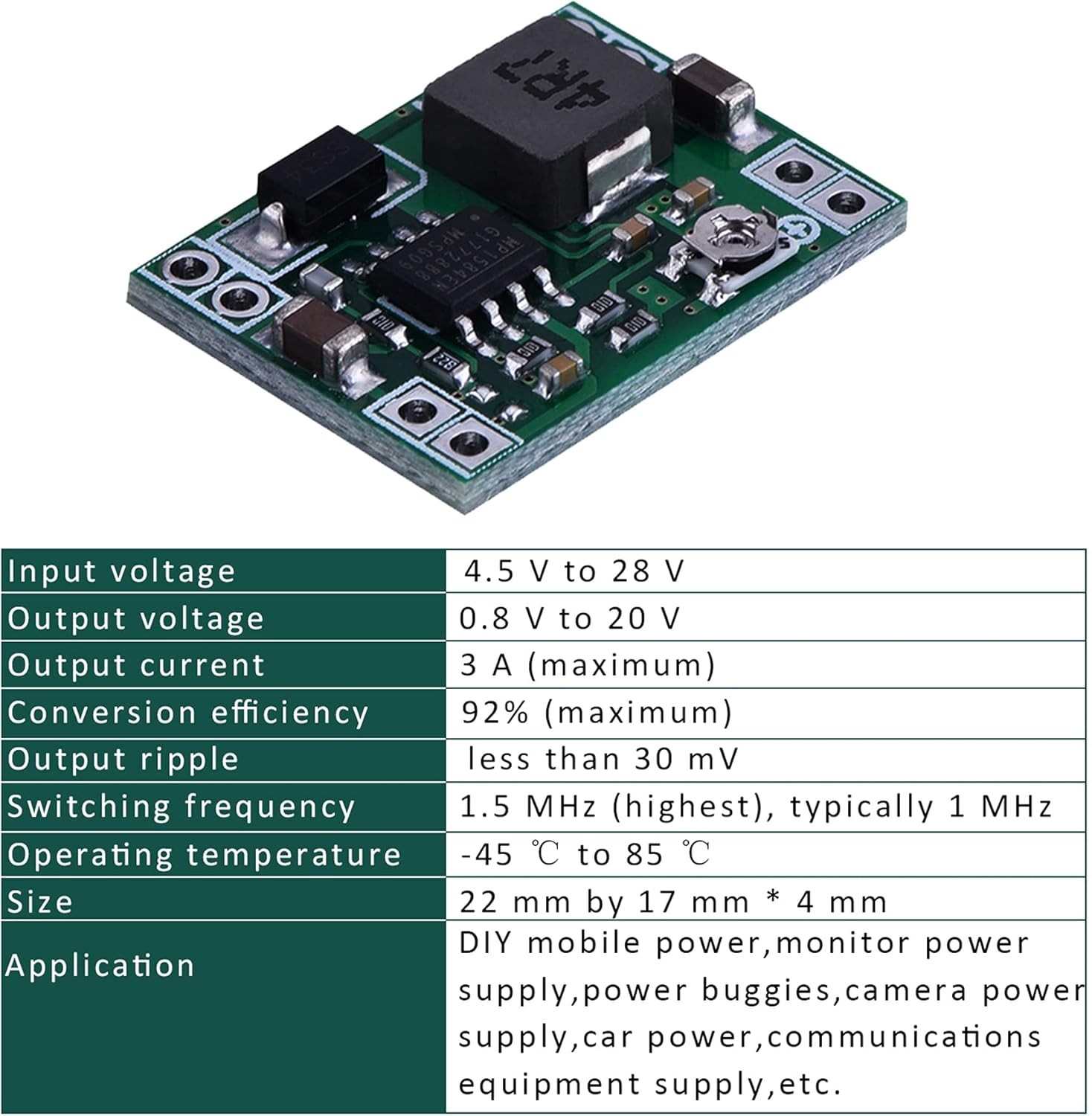 Mini MP1584EN DC-DC Buck Converter Adjustable Module 24V to 12V 9V 5V 3V 6 Pack
