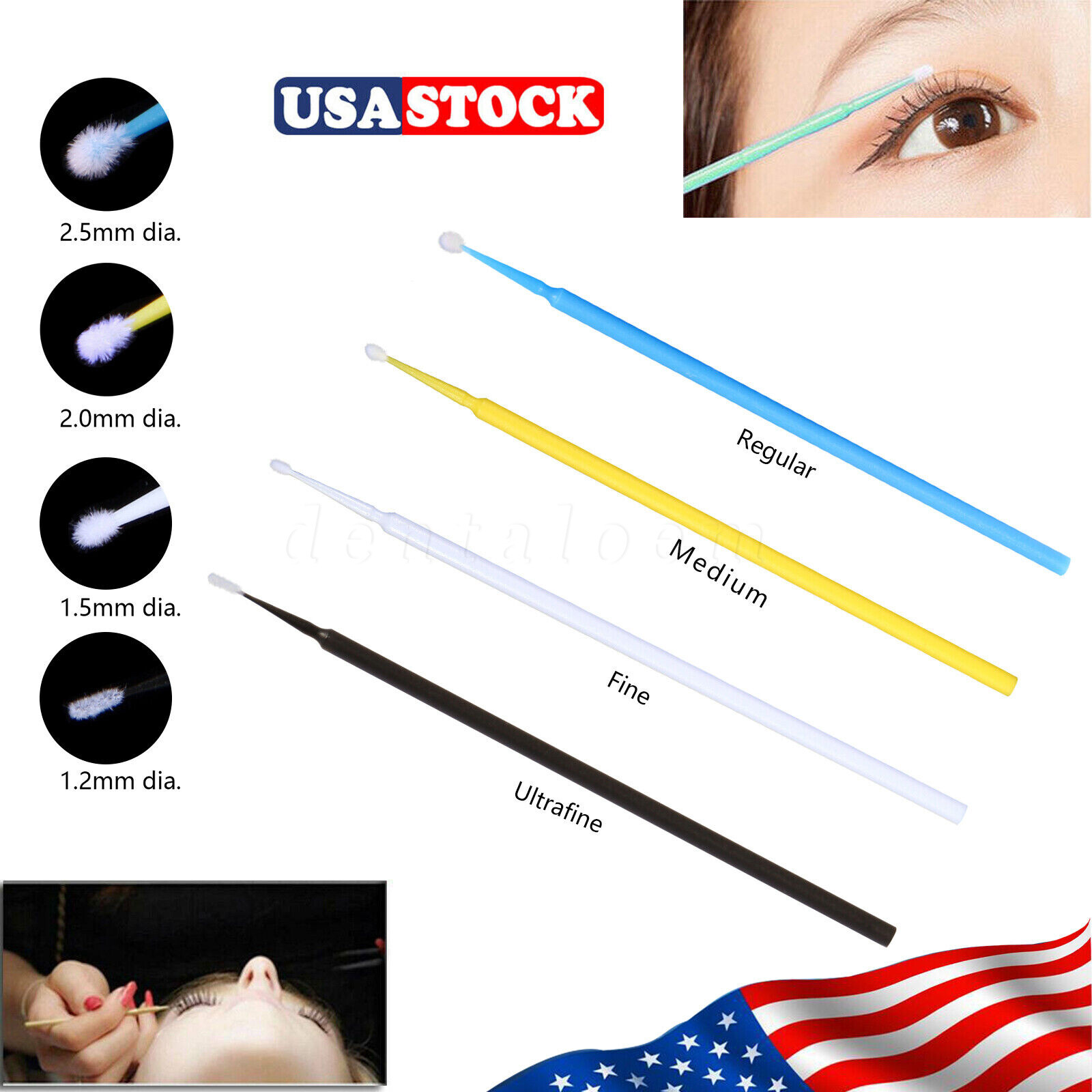 Micro Brushes Applicators Microbrush Dental (Regular, Fine, Super Fine) USA
