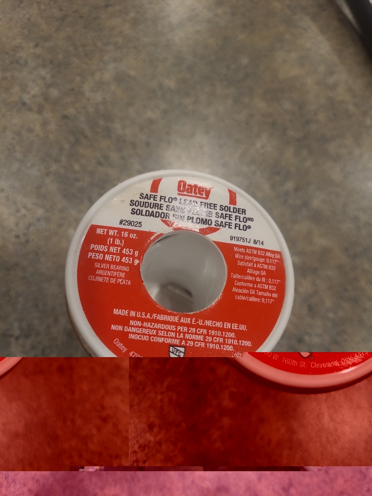 NEW Oatey Silver Bearing Lead Free Solder 1 lb Safe Flo #29025