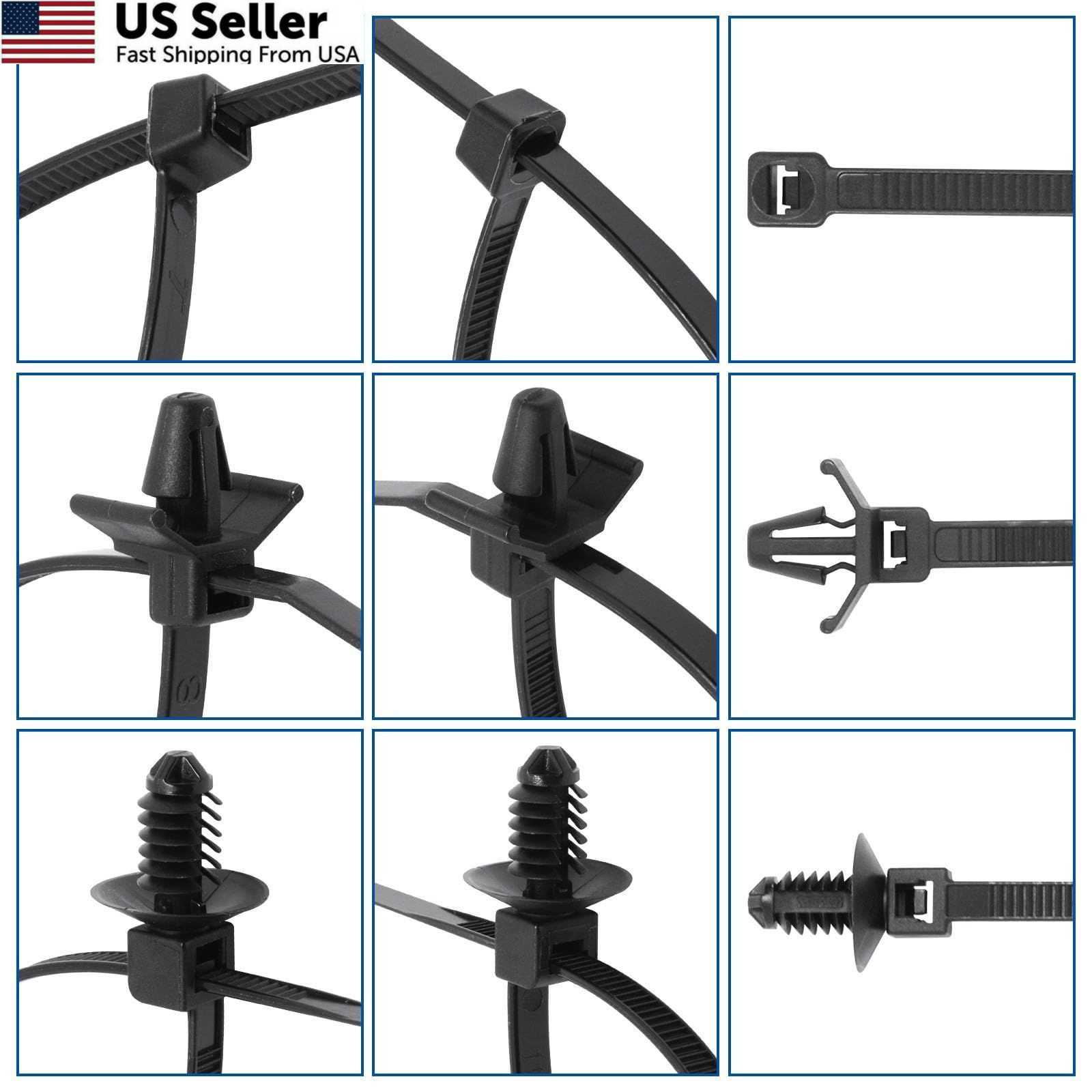 YuGtcen 60pcs Zip Ties Assorted Sizes, 6 Popular Size Push 60pcs, Black