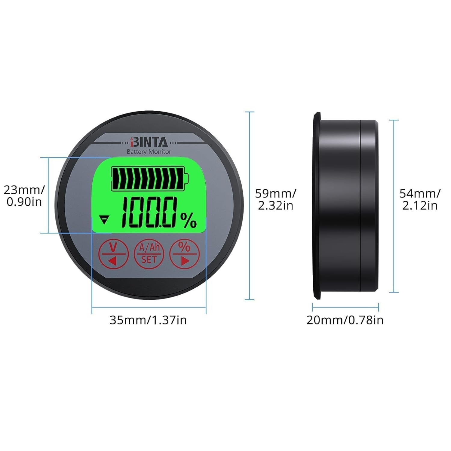 Battery Monitor with Shunt 8-120V 0-500A Voltmeter Ammeter, Voltage Current Mete