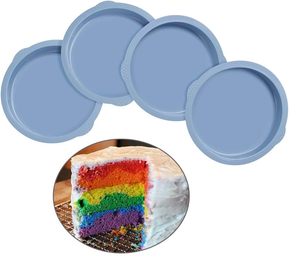 Layer Cake Pans, 7 Inch round Cake Pan Set, Silicone Cake Mold Versatile for Rai