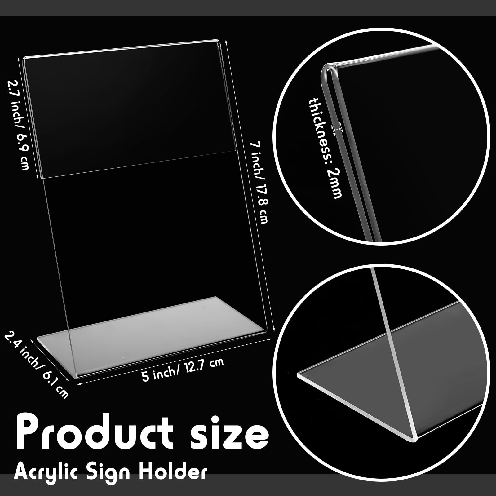 Vicenpal 120 Pcs 5 X 7 Inch Acrylic Sign Holder Acrylic Picture Frames Plastic