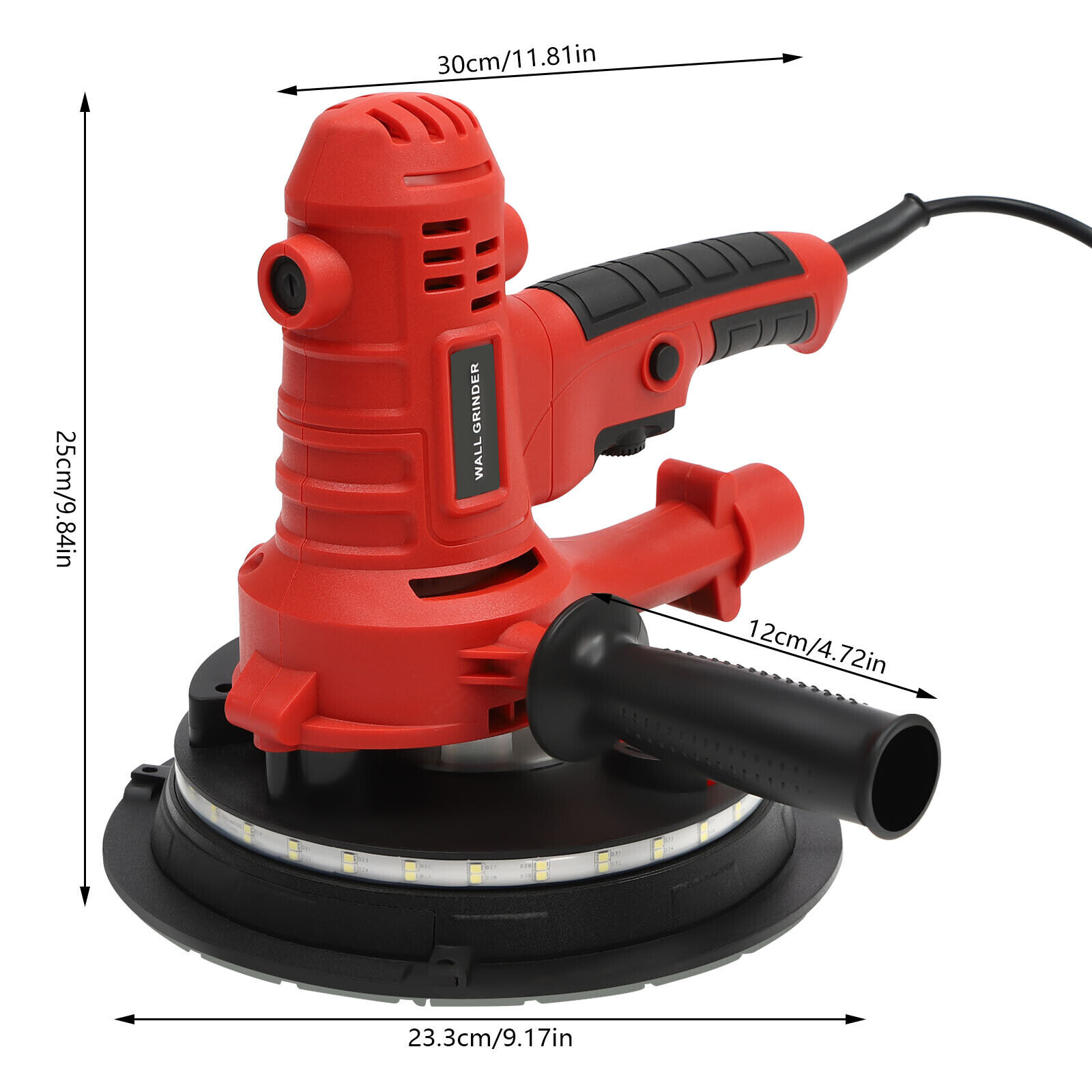Drywall Sander 1200W Vacuum System Variable Speed 1200-2500rpm LED Strip Light