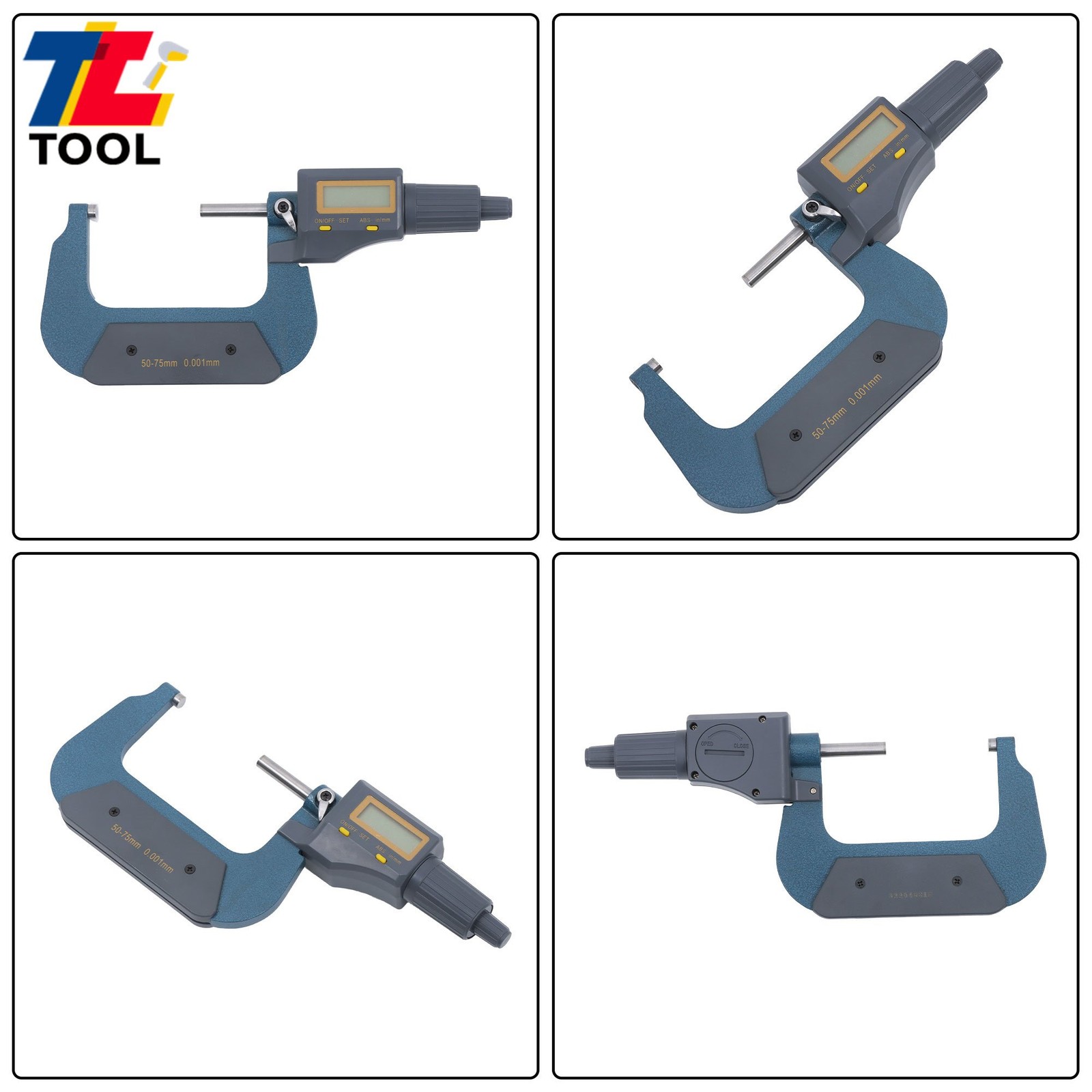 Large LCD Display 2-3″ 0.00005″ Digital Outside Micrometer Carbide Tip 50-75mm