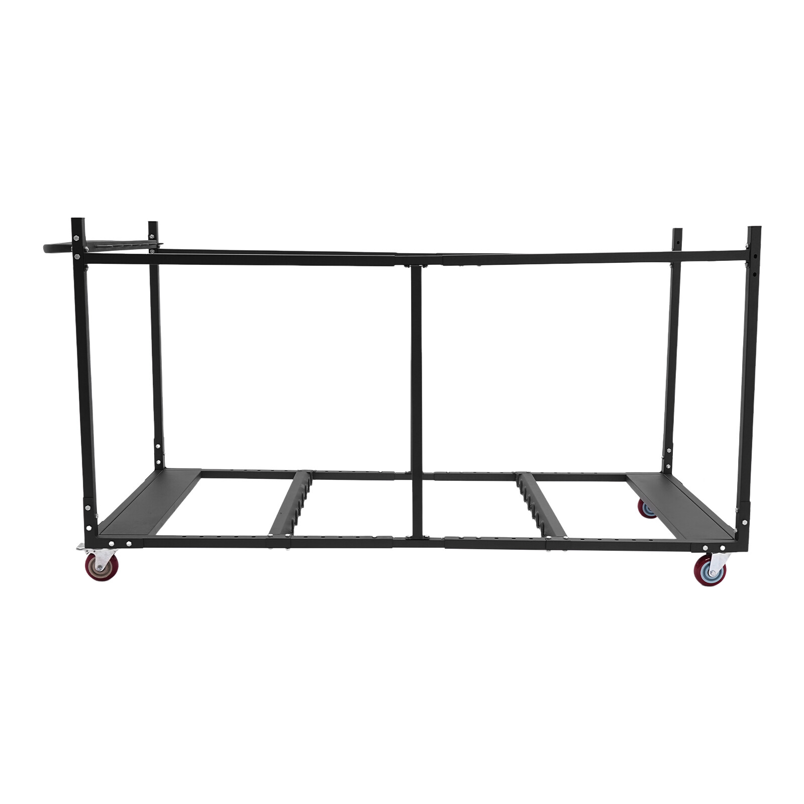 Adjustable Q235 Steel Folding Table Cart – Holds 10 Tables, 4 Swivel Wheels