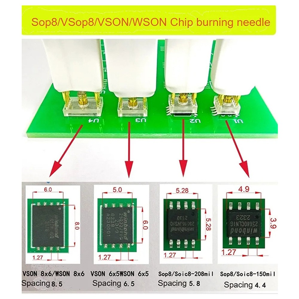 For Program SOP8/WSON8/QDFN8 SPI Adapter Clip Pin Flash on Chip Read＆Write Probe