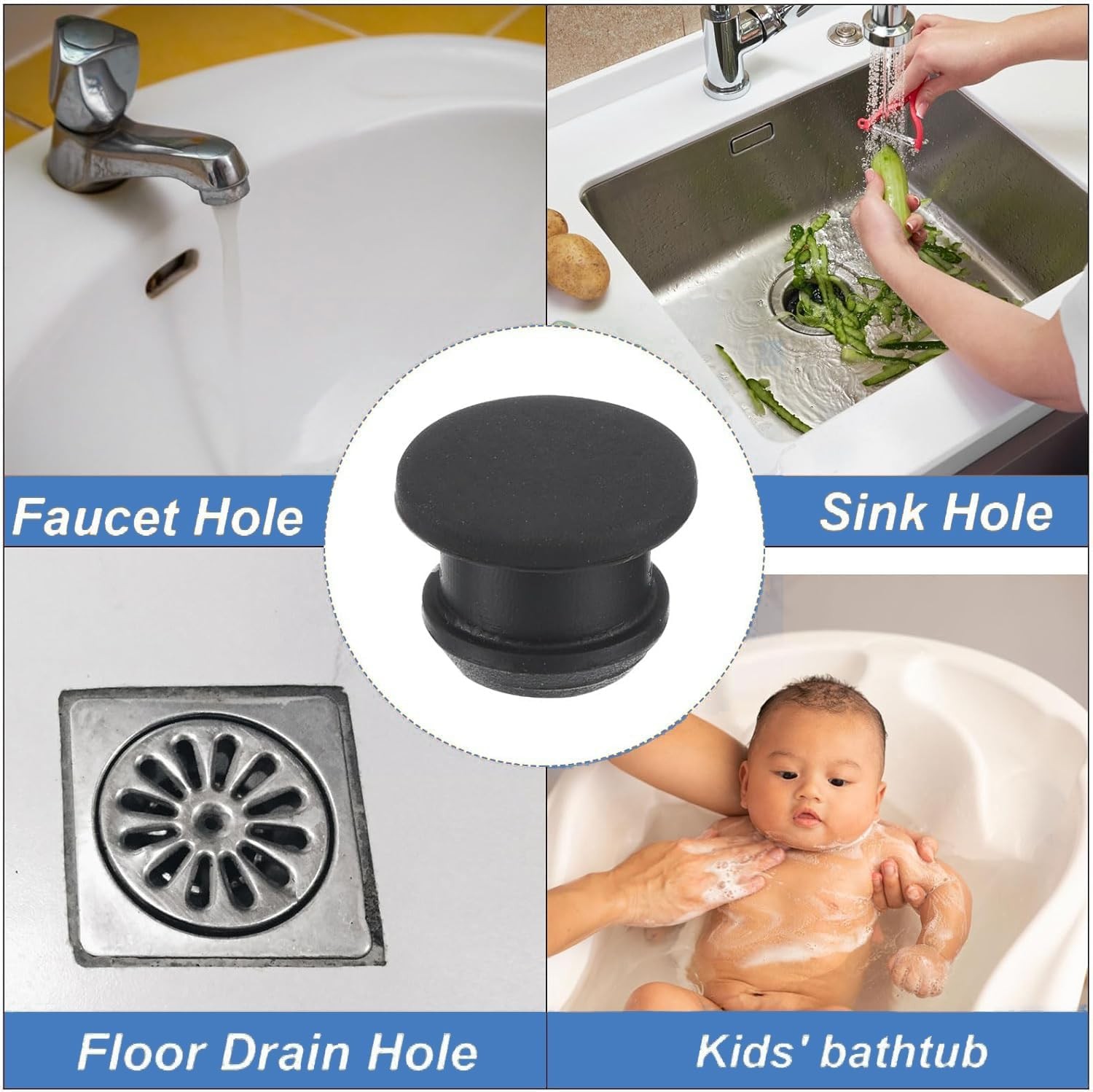Black / White Snap-On Hole Plug Silicone Rubber Blanking Seal Bung Pipe Tube