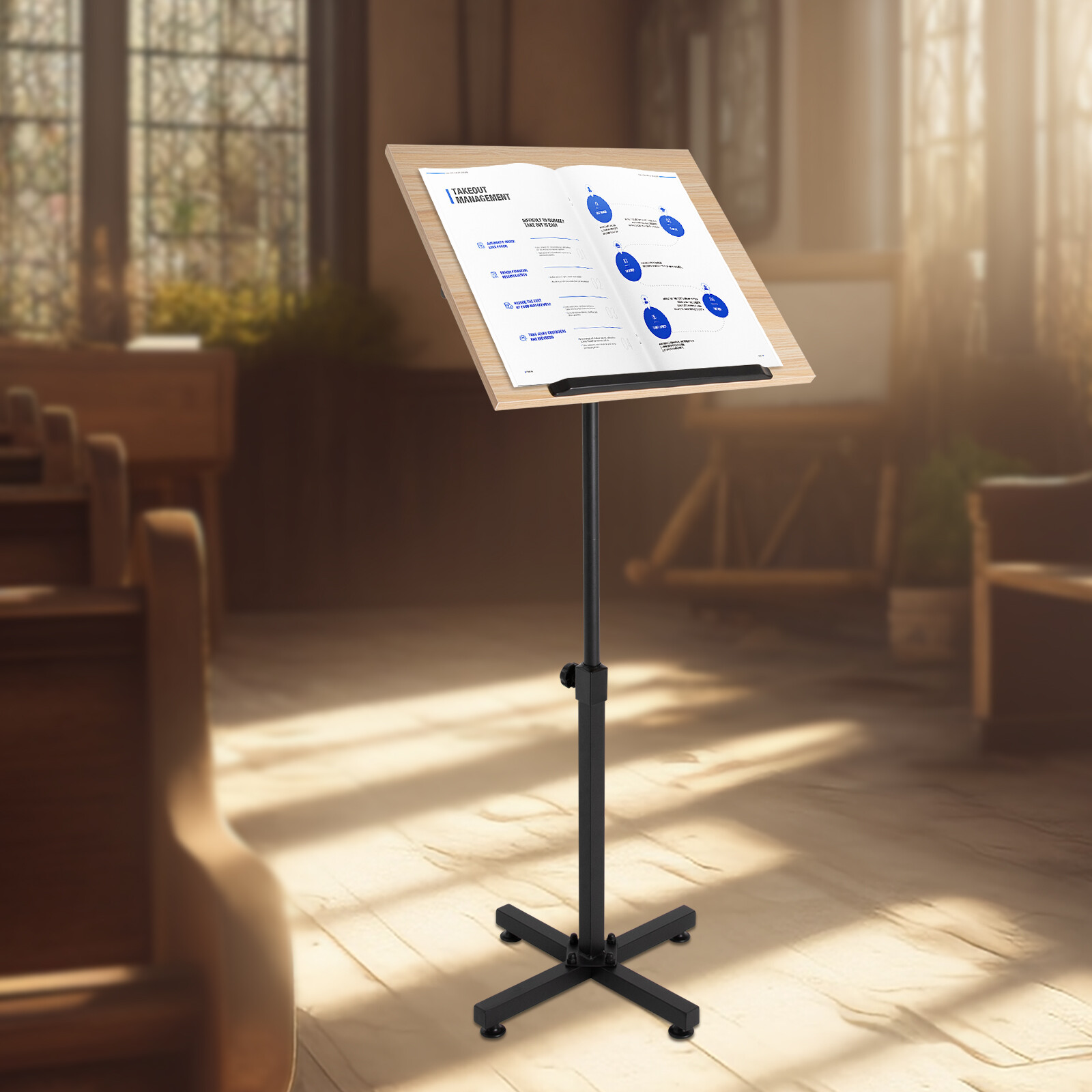 Portable 360�� Adjustable Lectern Presentation Podium Stand with Laptop Holder