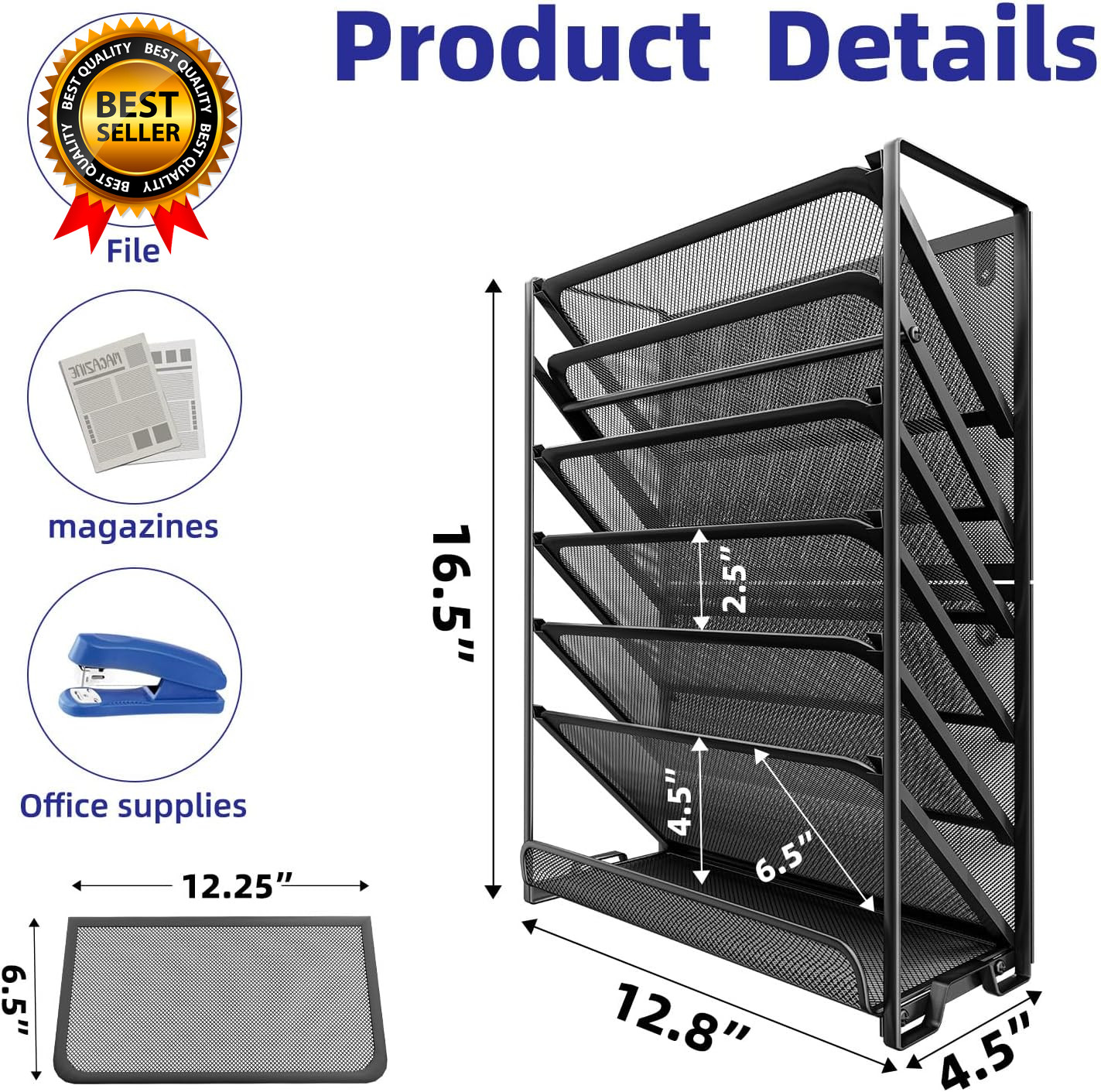 Wall File Organizer, Mesh 7-Tier Vertical Hanging File Holder