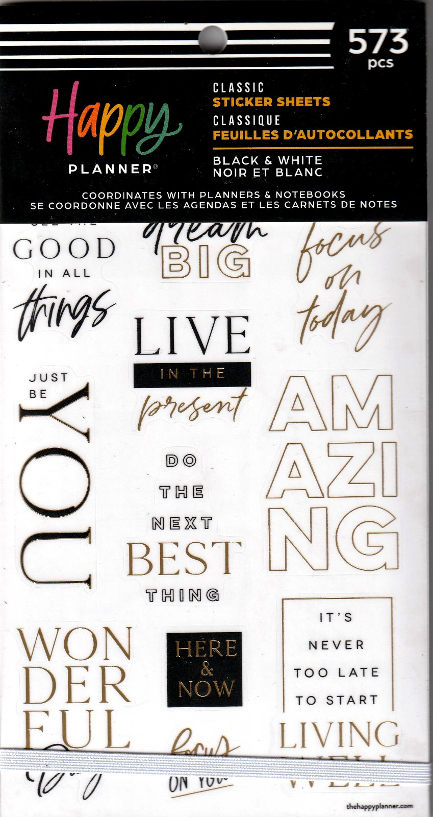 Happy Planner Black and White Sticker Book – 30 Pages – 573 Pieces – NEW