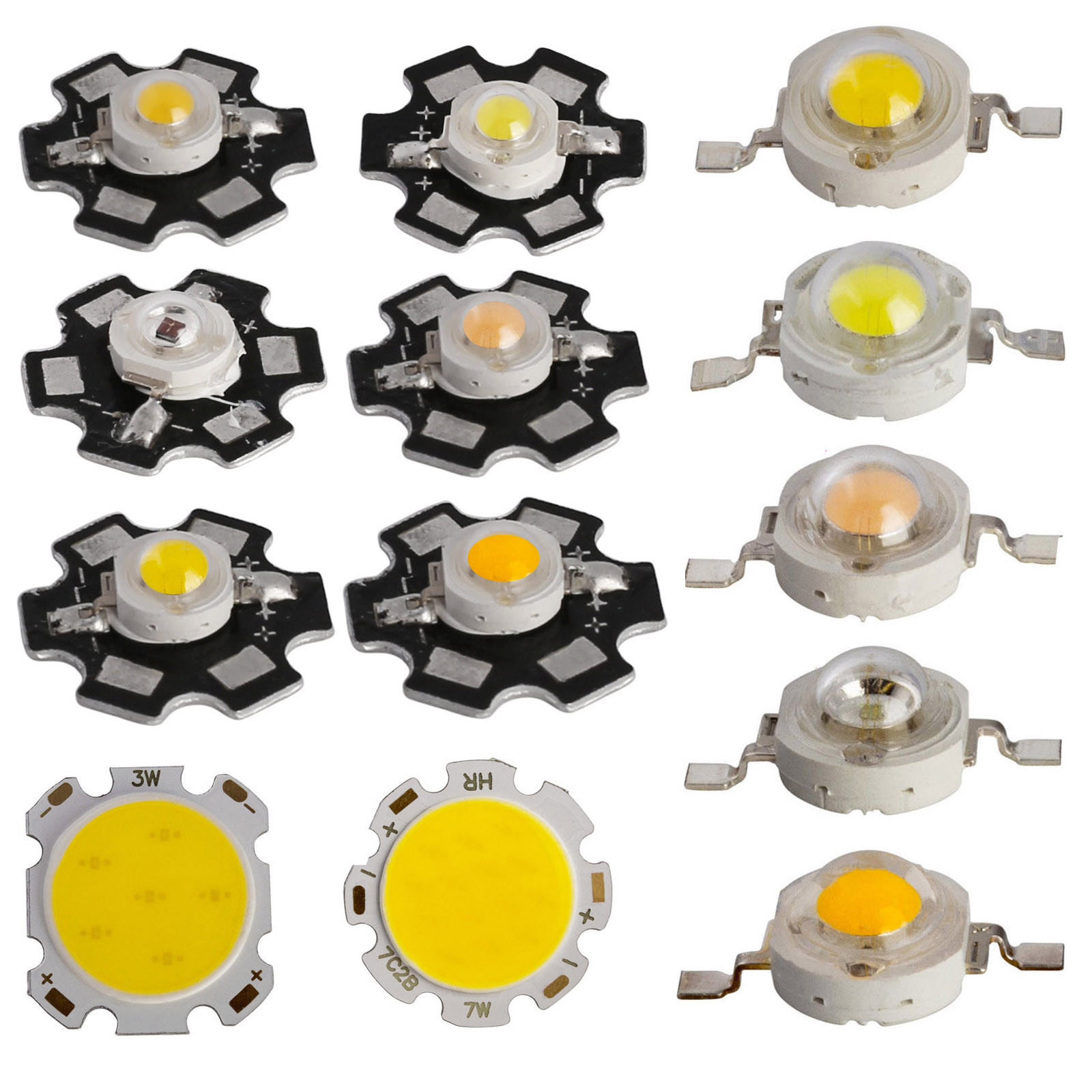 10x 50x 1W 3W 5W 7W LED SMD COB Chip With Star PCB High Power Beads White Light