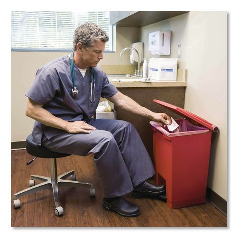 Rubbermaid Commercial 6144RED 12 gal Indoor Utility Step-On Waste Container New