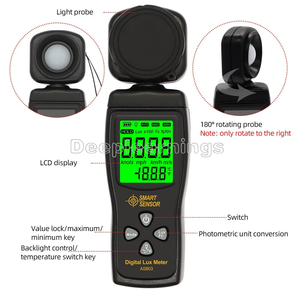 Lux/Fc Light Meter Digital Luxmeter Luminometer Brightness Measuring tool NEW
