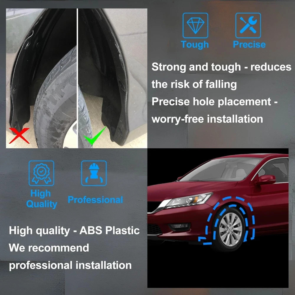 1 Pair Wheel Fender Liner Compatible with Honda Accord Sedan 2013 2014 2015