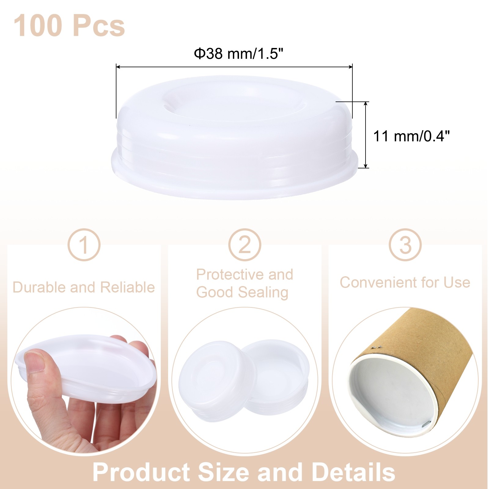 100pack Mailing Tube End Caps 1.5″ ID Round Cardboard End Caps Protective