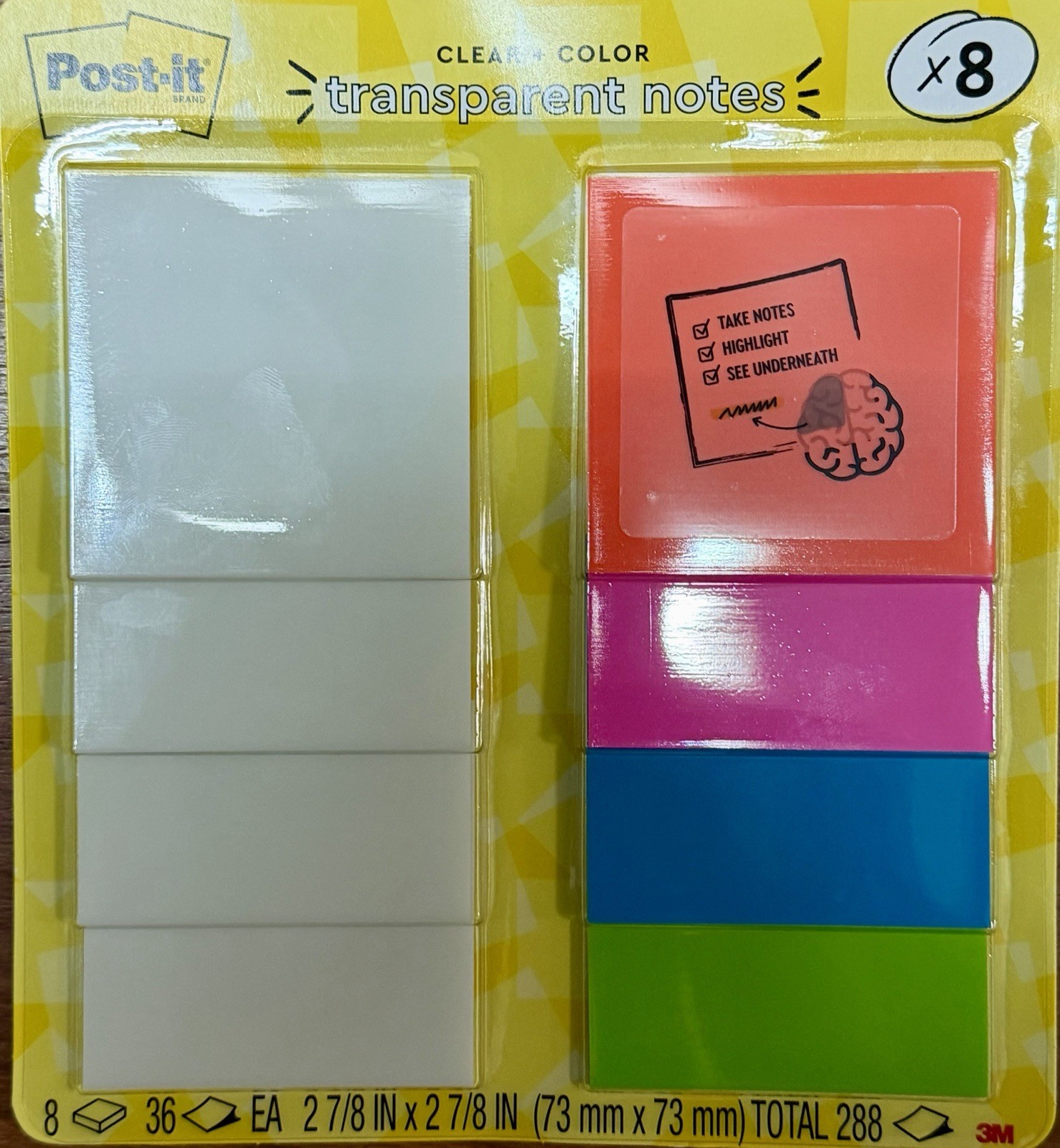 3M Post-it Transparent Notes Clear Sticky Notes 8 Packs Multi-Pack 288 Sheets