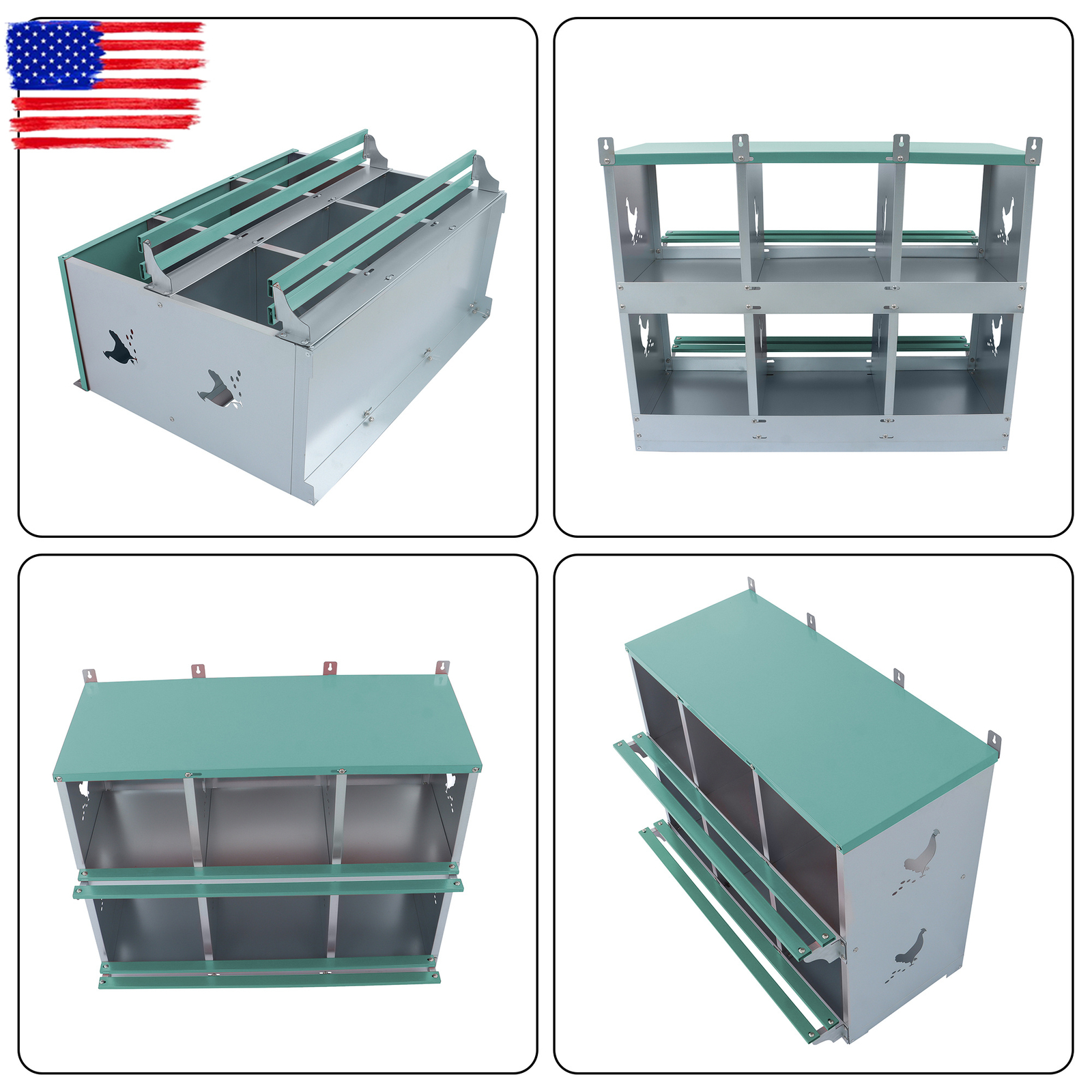 Chicken Nesting Boxes 6 Compartment Metal Poultry Nest Box Wall Mount For Hens
