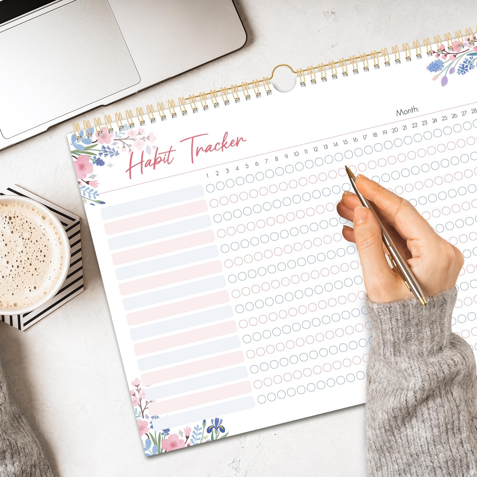 BIROYAL Habit Tracker Calendar 2026 (Undated 12 Months) – Daily Green