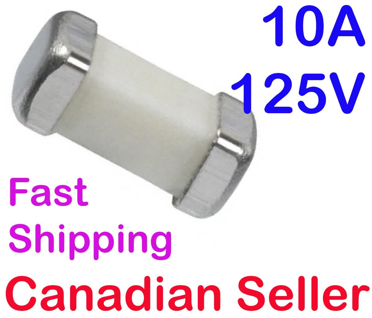 Fuse 10A 125V 6.1×2.59mm Eaton FAST BLOW 2-SMD Square 0.240″ x 0.102″ x 0.102″