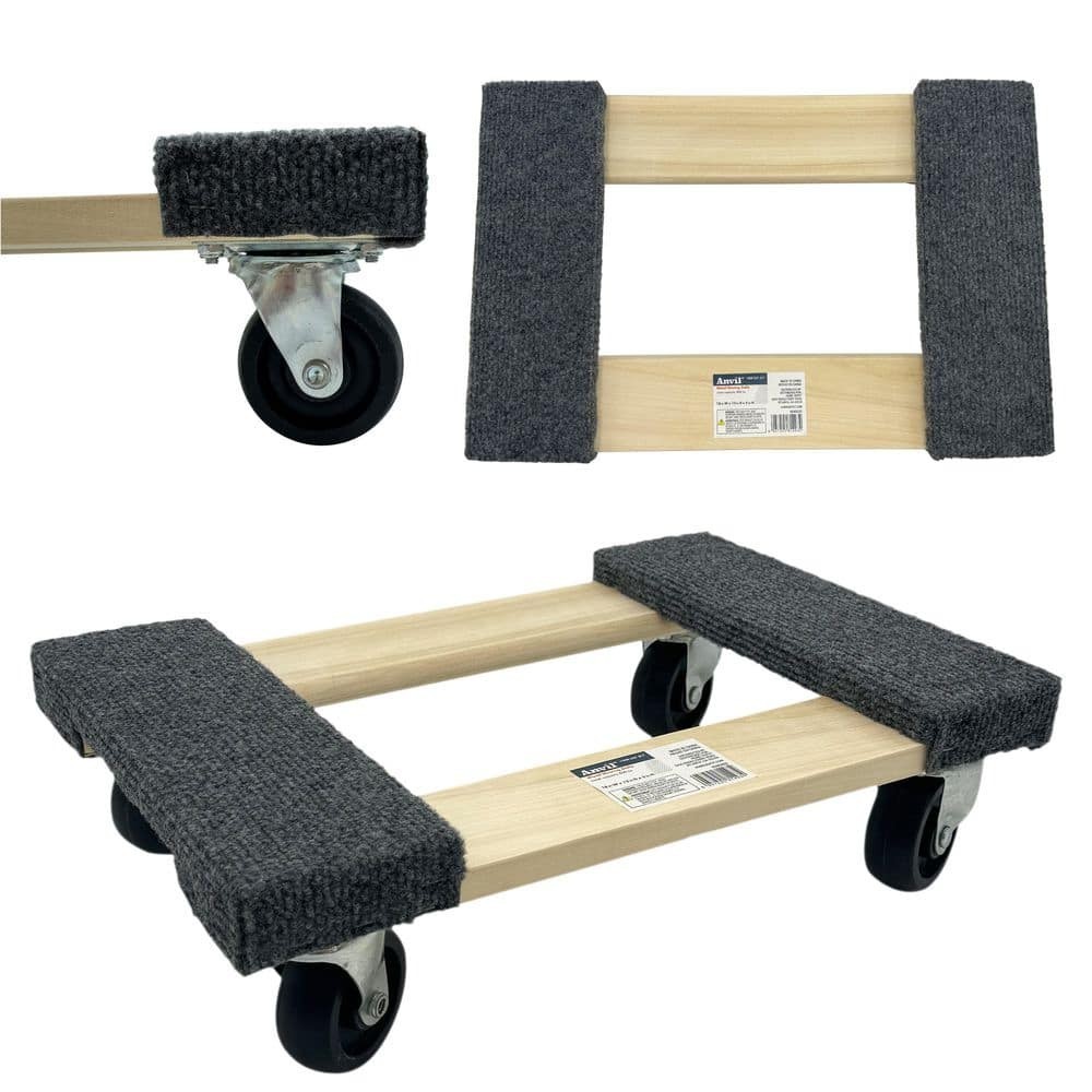 800 Lbs Capacity 18 In Wood Furniture Dolly Heavy Duty Moving Cart Wheels