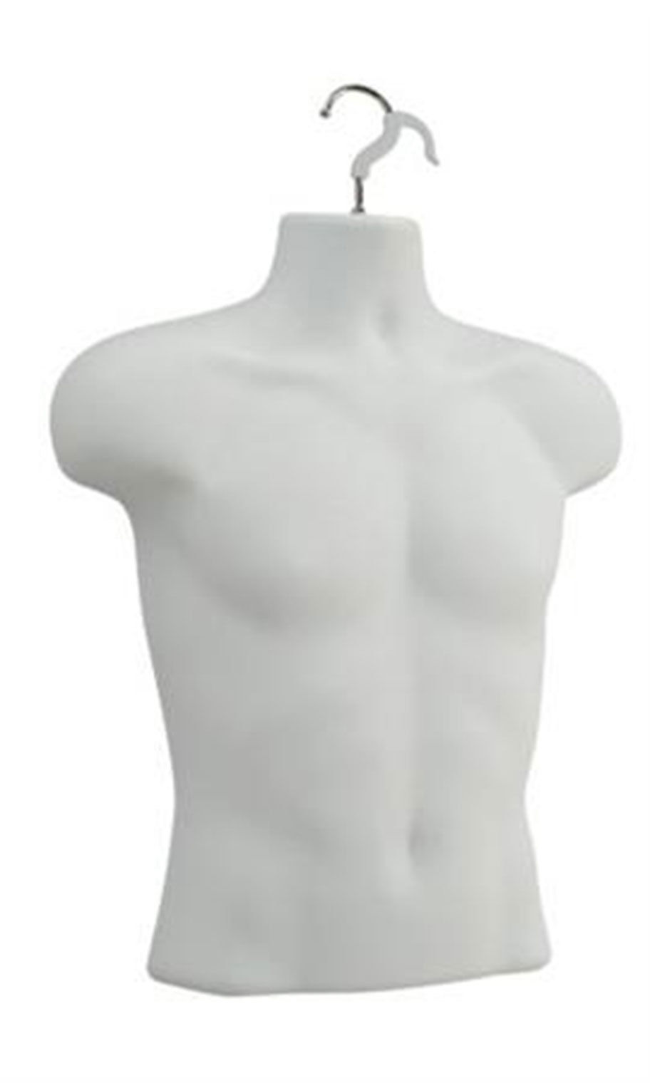 3 Molded Man’s Shirt Torso Form Fits S-L Hanging Male Mannequin White Frosted