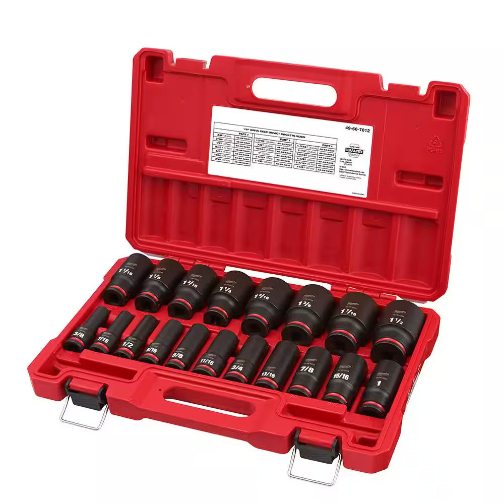 SHOCKWAVE 1/2 In. Drive Sae/Metric 6 Point Impact Socket Set (48-Piece)