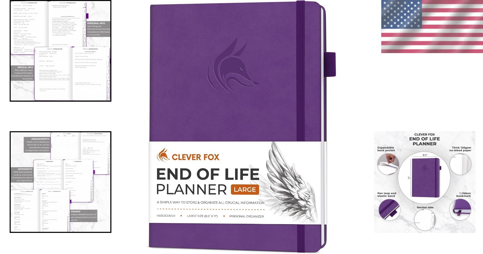 End of Life Planner 8.5”x11” in Purple | Comprehensive Final Arrangements Binder