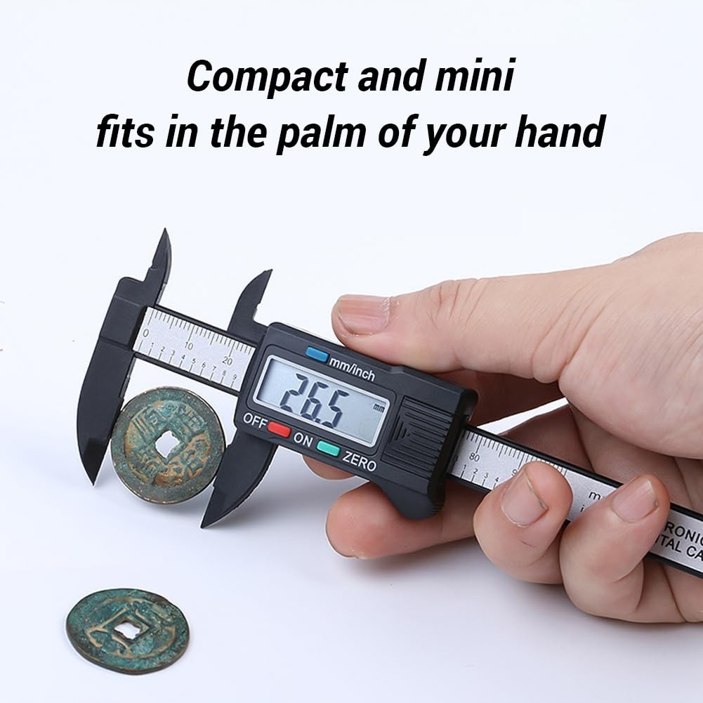 Electronic Digital Display Caliper, 0‑100mm/ 4in Lightweight Carbon Fiber Com…