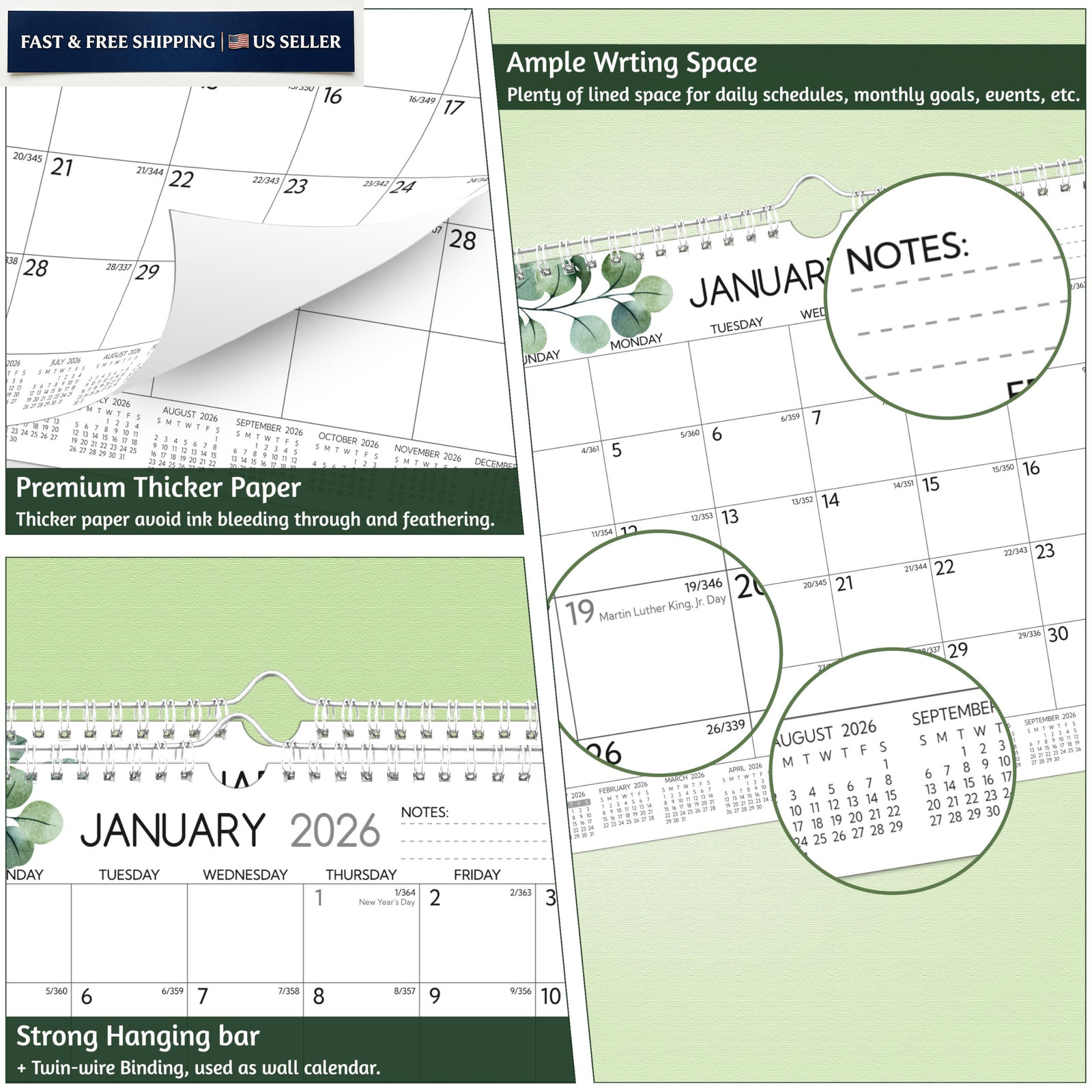 Wall Calendar 2026-2027 – Run Now to Jun 2027, 18 Monthly Calendar…