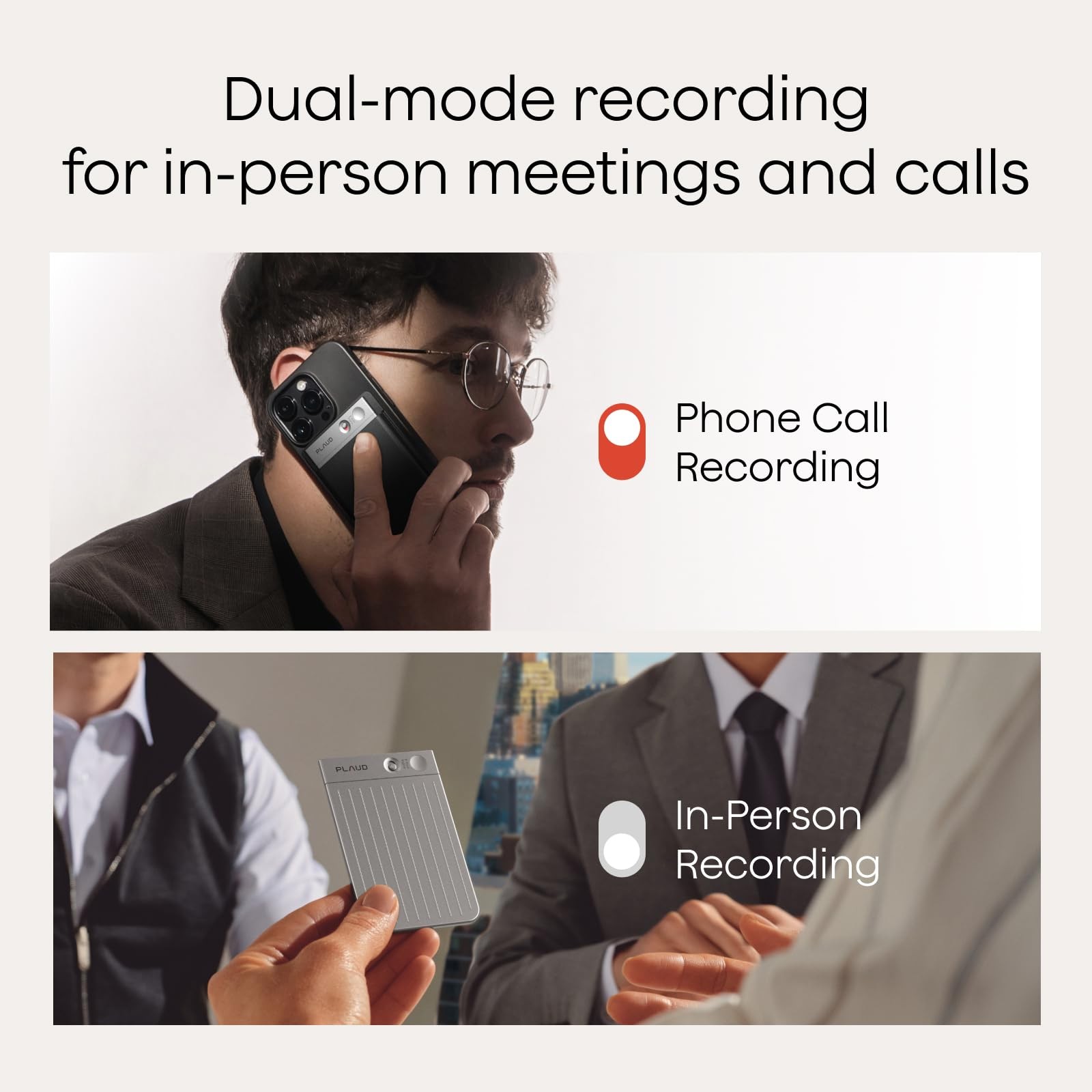Note AI Voice Recorder Transcribe & Summarize, Silver, Non-Pro Version