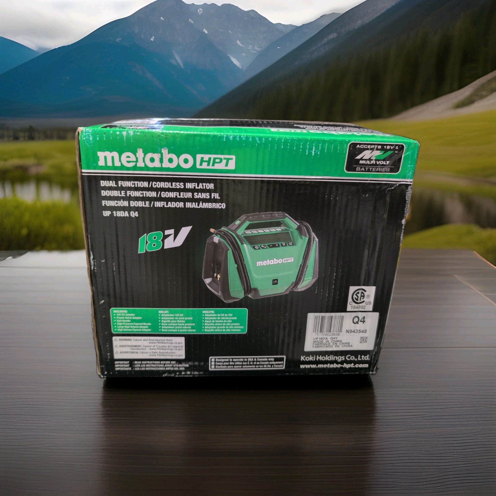 Metabo HPT 18V Cordless Inflator With (2) 2ah Batteries And Charger UP18DAQ4