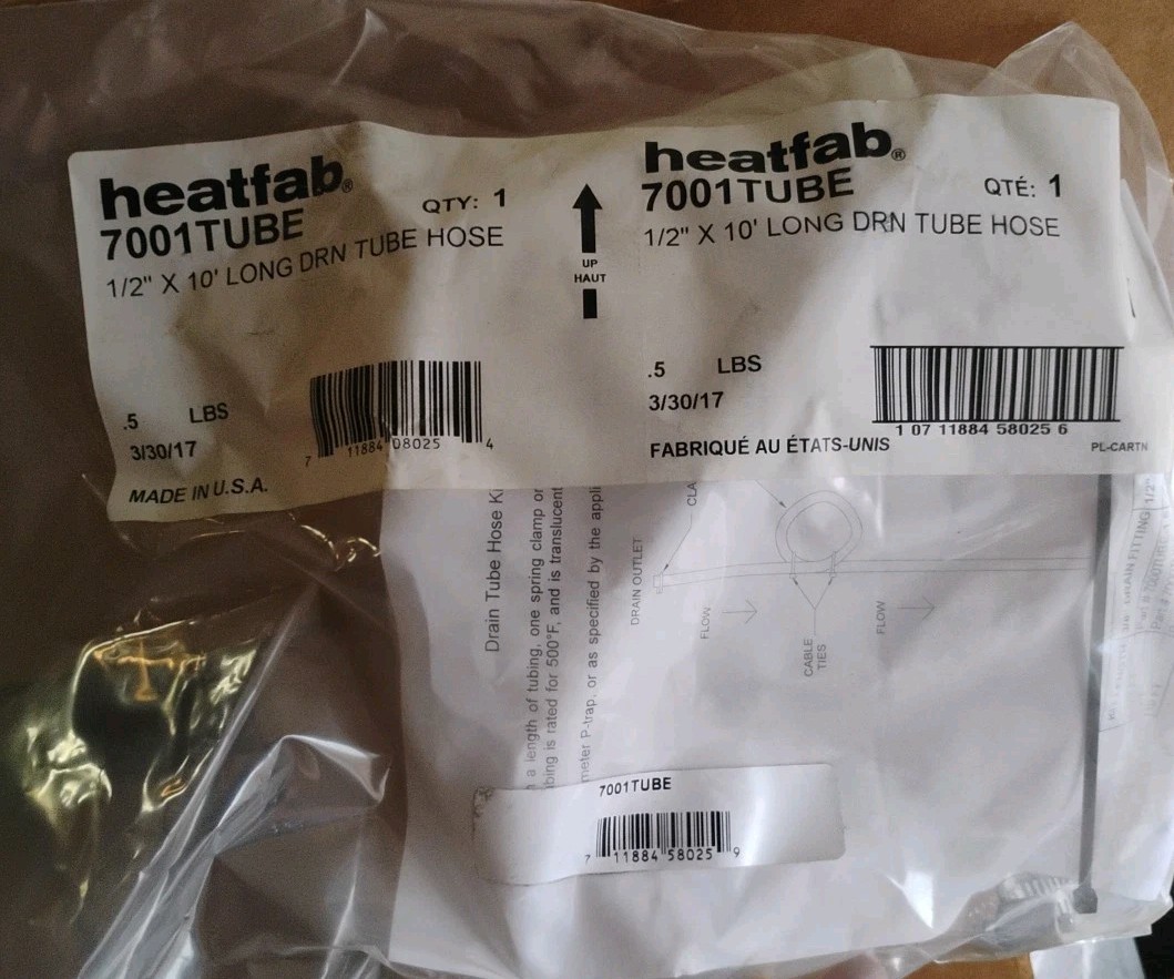 Heat Fab 7001TUBE Drain Tube Hose Kit – 1/2″ x 10′ Long