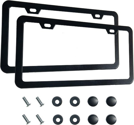 Premium Matte Black License Plate Frame, Solid Rust-Proof Aluminu Color: black