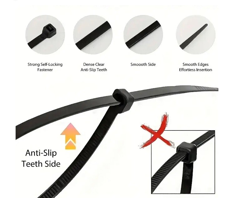 100 Pack 12 Inch (1ft) Zip Ties Heavy Duty Nylon Black