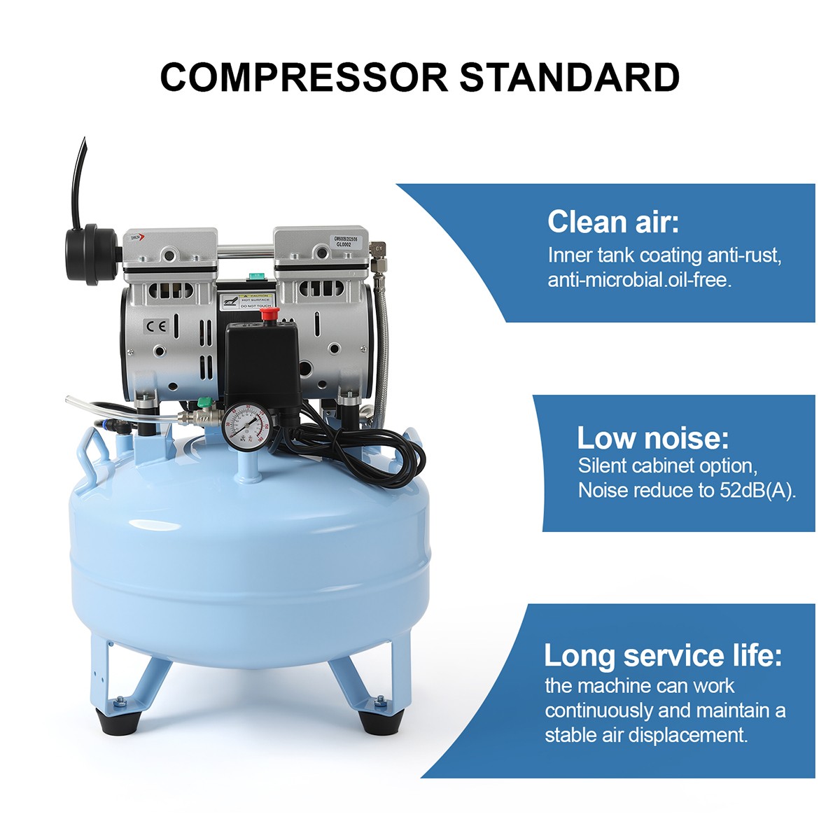 24L Dental Oil-Free Air Compressor Silent Medical Pump Low Noise for Chairs