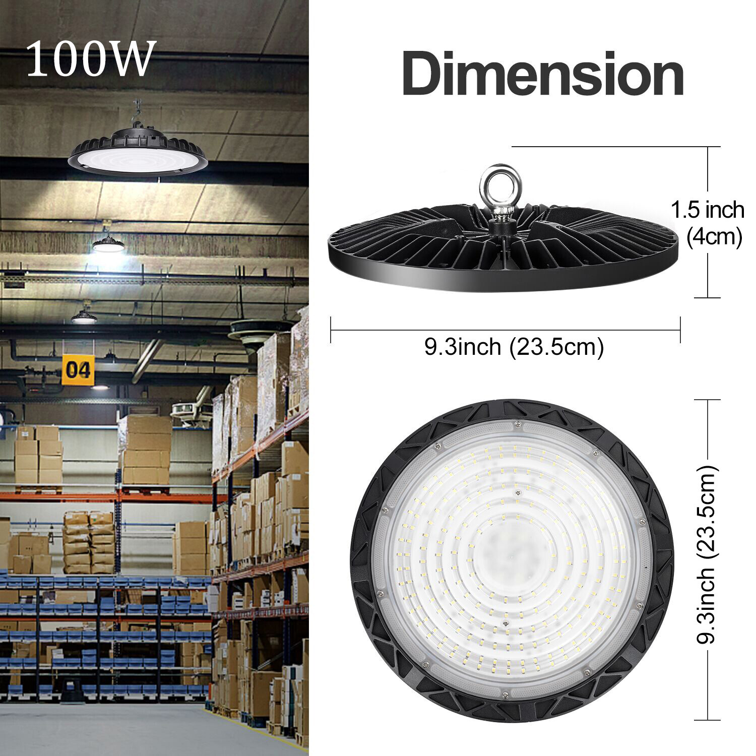 20 Pack 100W UFO LED High Bay Light Commercial Industrial Factory Shop Lights