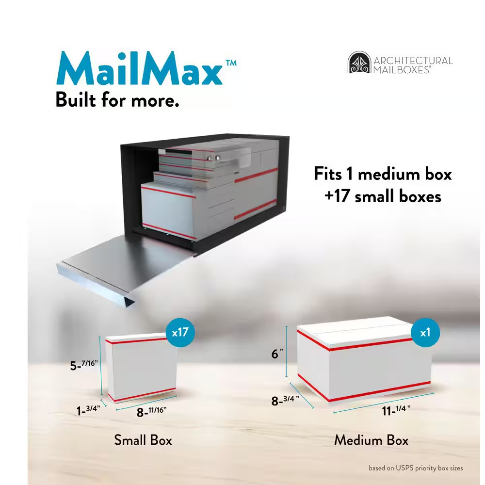 Mailmax Textured Black & Silver, Large, Galvanized Steel & Aluminum, Post-Mount