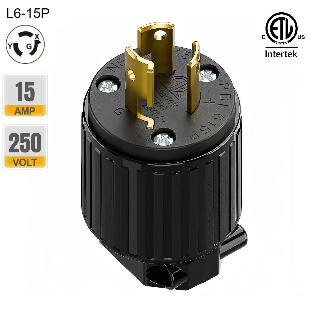 ETL Listed NEMA L6-15P Locking Plug 15Amp 250Volt Twist-Lock Male AC Connector