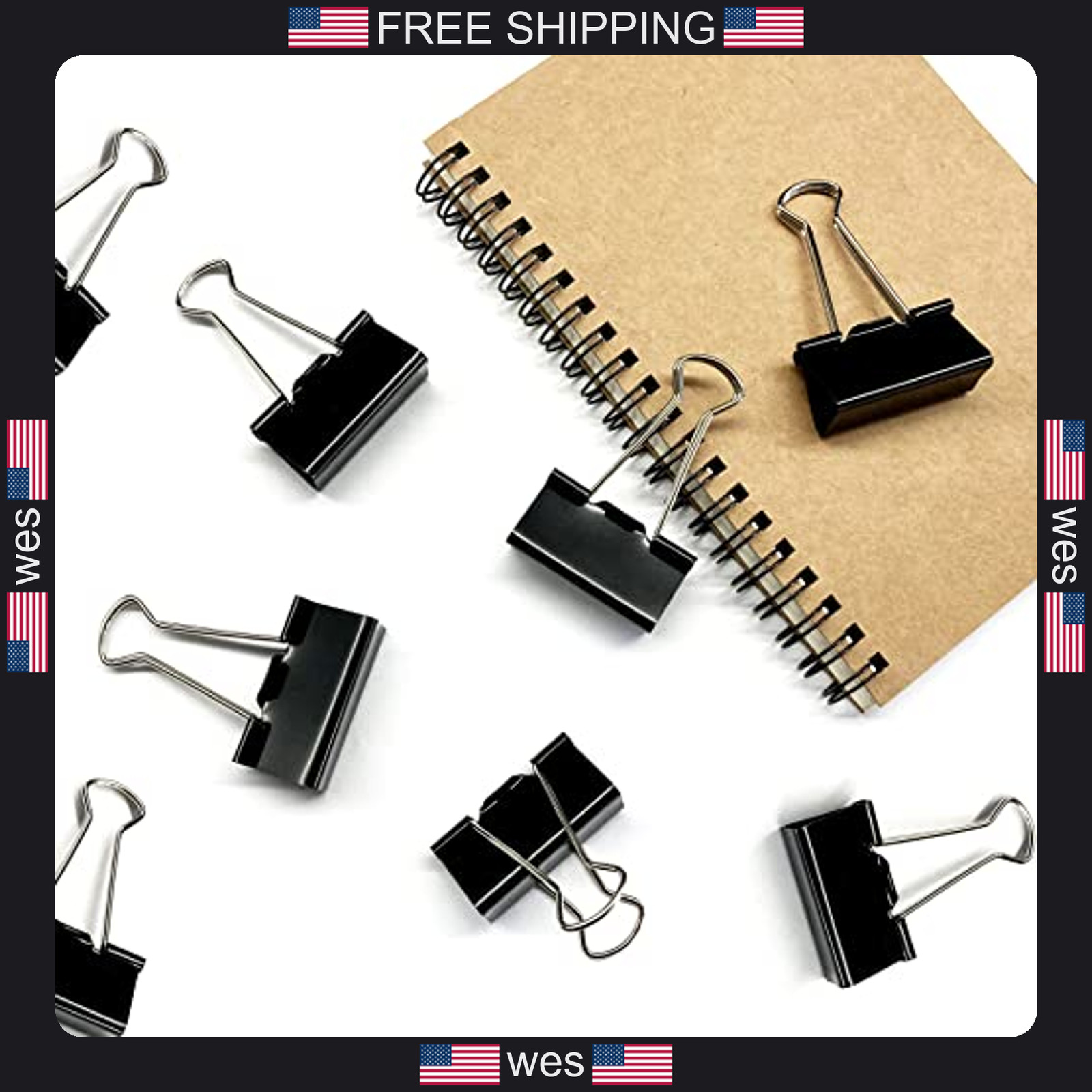 Dstelin large binder clips 1.6 inch 24 pack office paper clamps black