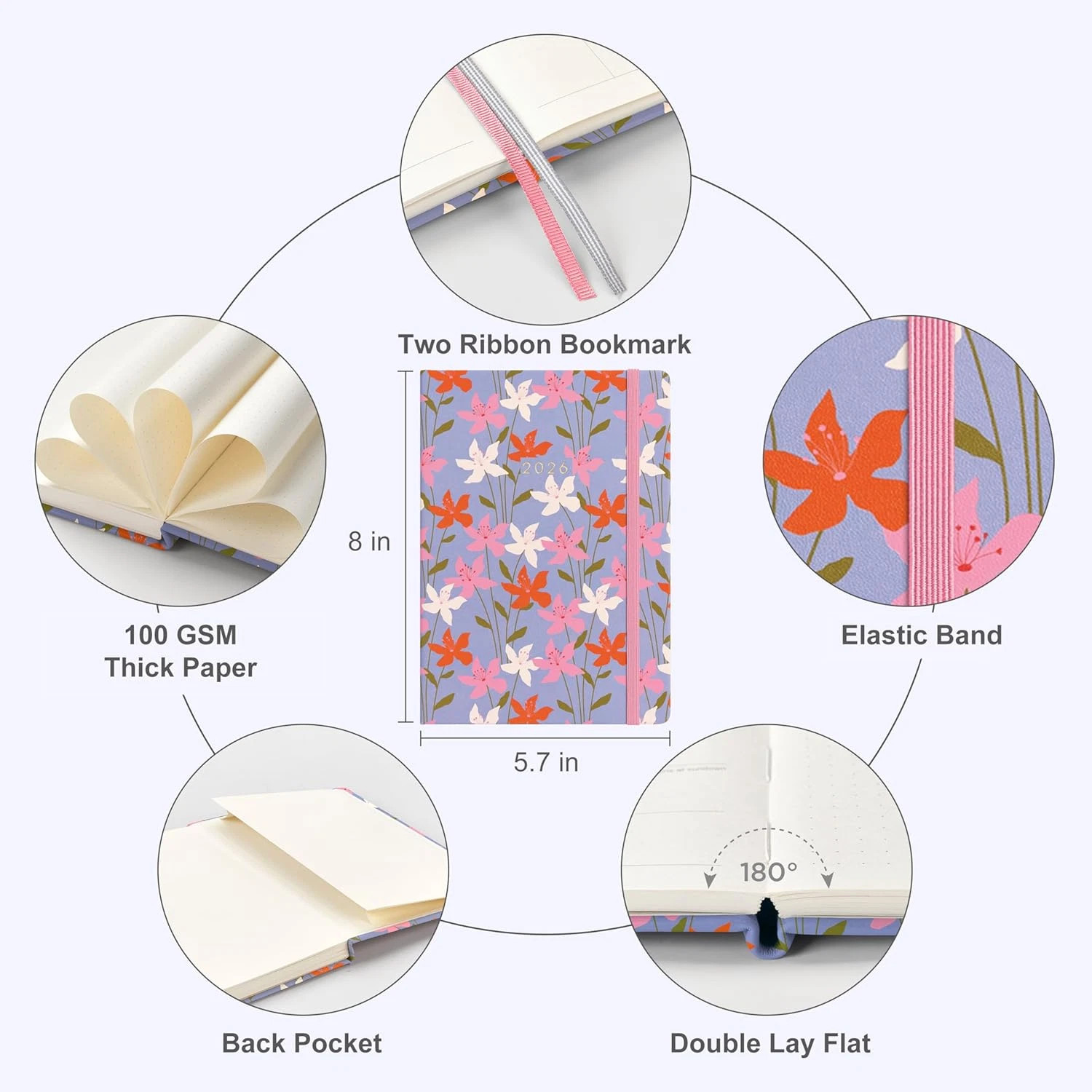 And Per Se 2026 Planner, 15 Months Hardcover Daily, Weekly & Monthly Floral