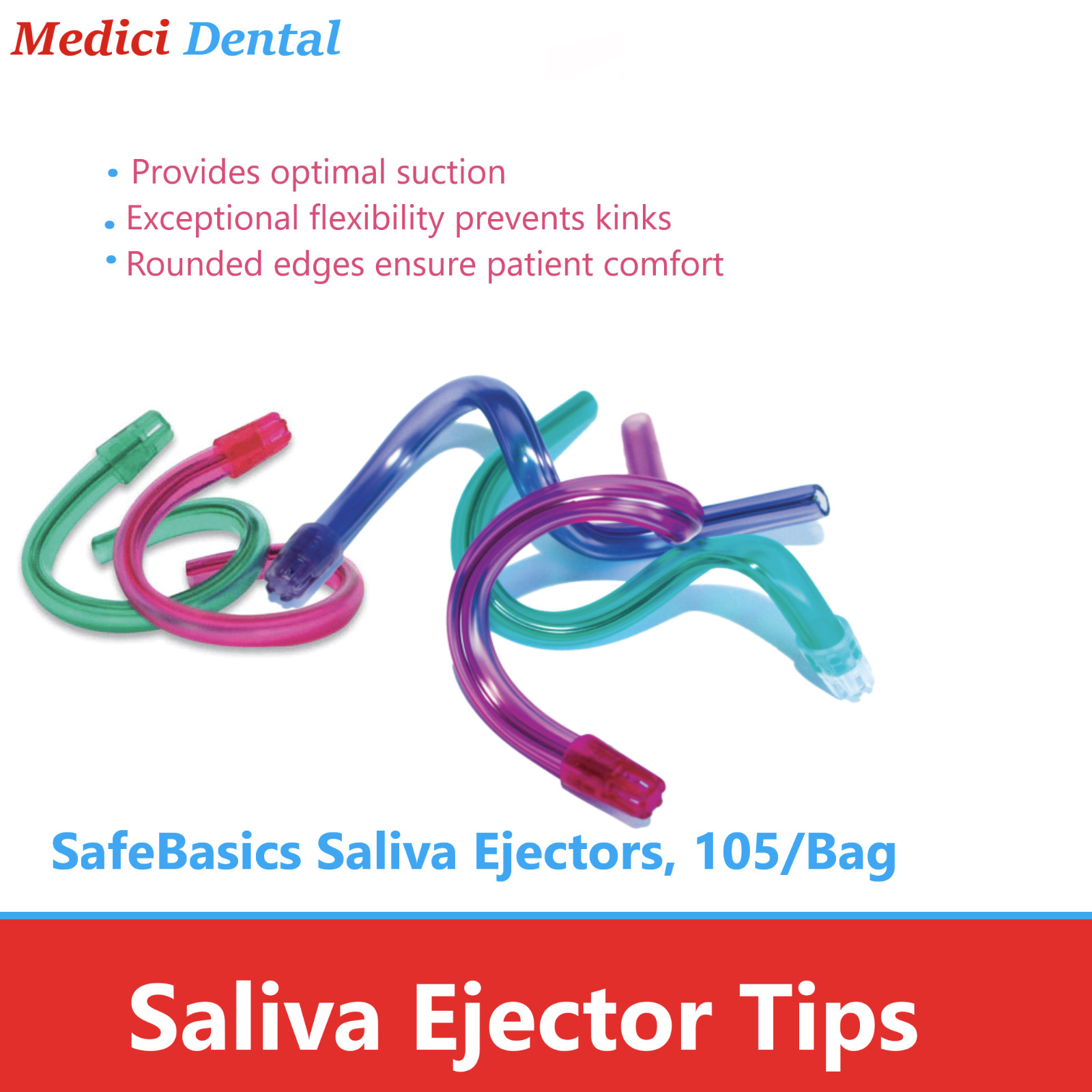 Dental SafeBasics Saliva Ejectors Clear Green w/ Green Tip, Mint Scented, 105/Bg