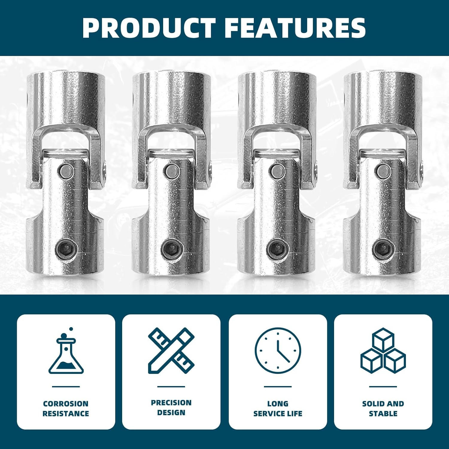 4 Pcs 8Mm to 8Mm Universal Joint Shaft Coupling Rotatable Metal Shaf Coupling